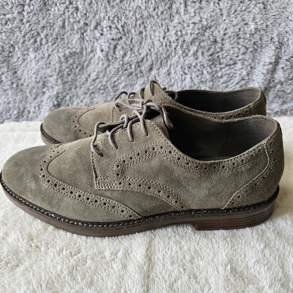 NEW Clarks Men's Paulson Leather Suede Wingtip Oxfords Size 12M Gray Lace Up - Picture 4 of 8